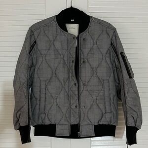 Rokh GU and Gray Quilted Bomber Jacket with sleeve zipper